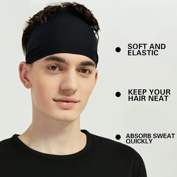 Sports Headbands for Men 5 Pack,Moisture Wicking Workout Headband, Sweatband Hea - Picture 2 of 7